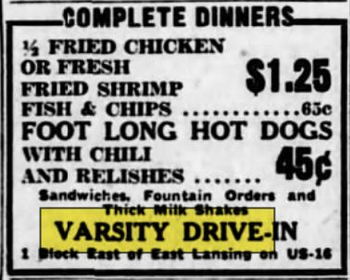 Varsity Drive-In (Los Tres Amigos) - Sep 1955 Ad